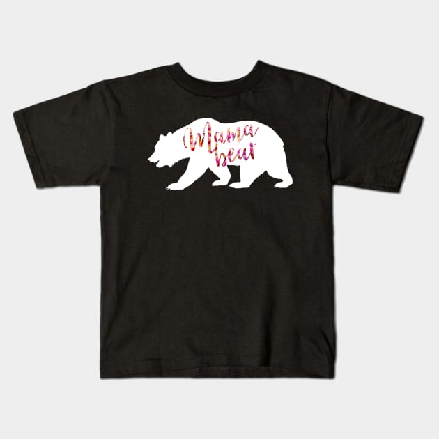 Mama Bear Floral Kids T-Shirt by chrissyloo